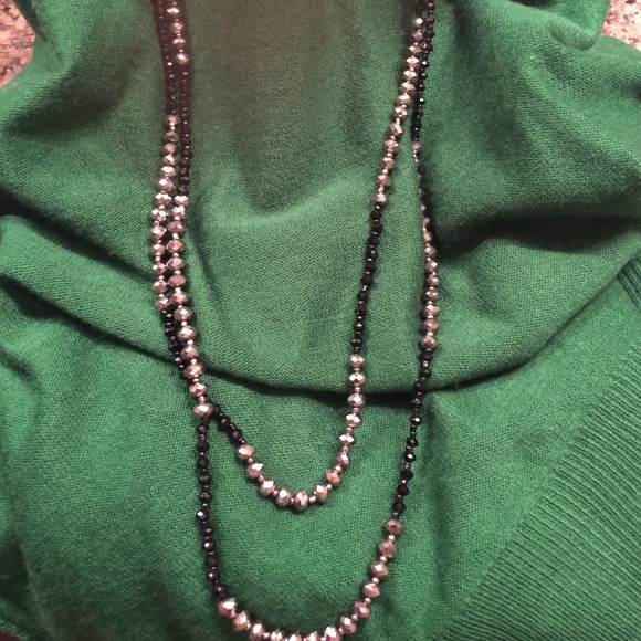 Black & grey sparkle beaded doublestrand necklace