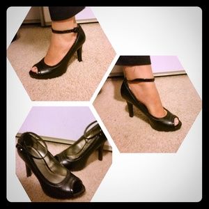 Black open toe heels