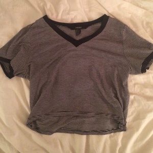 Navy striped crop top