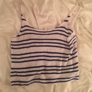 Blue and white stripped knit Crop top