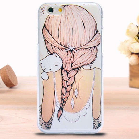 iPhone 6 6s Pink Braided Hair Girl Phone Case