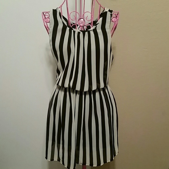 Dresses & Skirts - SOLD: Black & ivory vertical striped dress