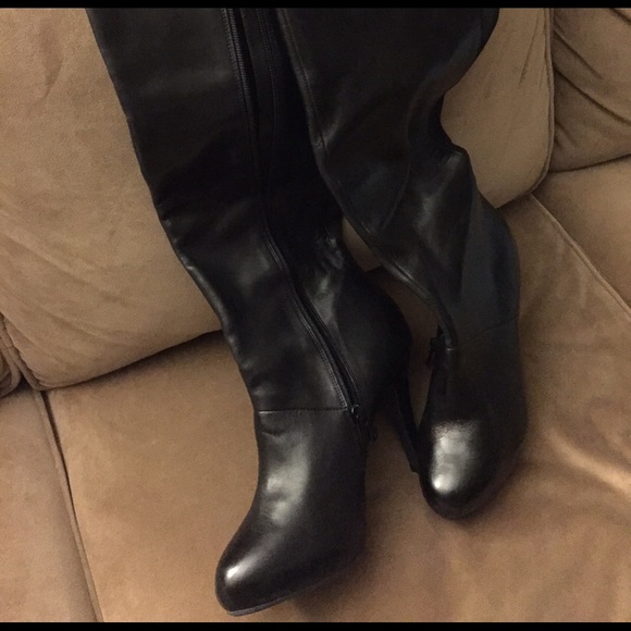 Black leather boots.