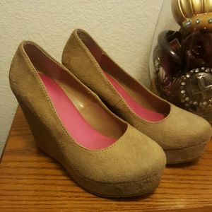 Nude Suede Wedges