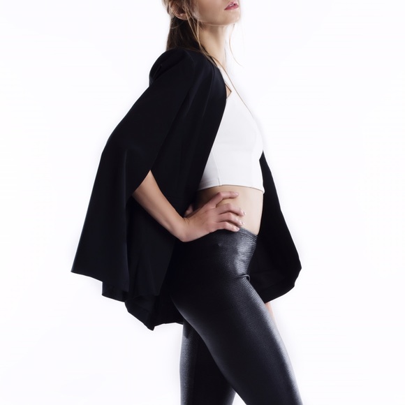 "The Wait" Black Cape Blazer - Picture 2 of 4