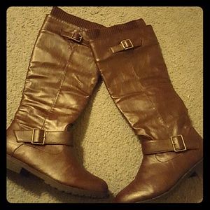 Firm unless bundled Brown knee high boots. Cute!