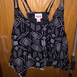 Black crop top with white tribal design.