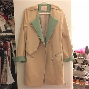 Korean style light beige pink/mint trench coat