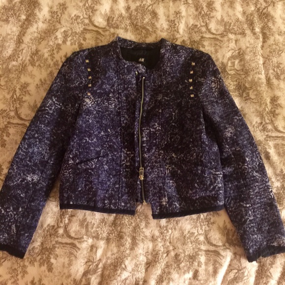 SOLD FLASH SALE TODAY Cropped Marbled Blue Jacket - Picture 2 of 3