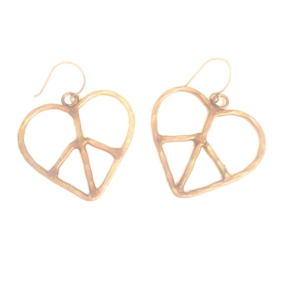 ☮LAST CHANCE☮Gold Heart Peace Sign Earrings
