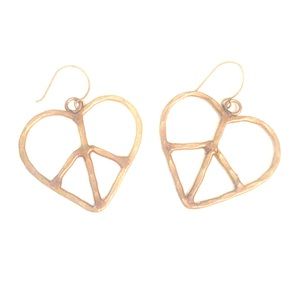 ☮LAST CHANCE☮Gold Heart Peace Sign Earrings