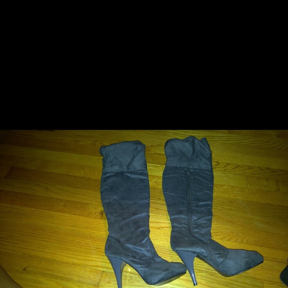 Over the knee grey boots