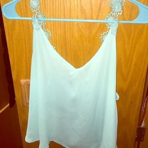 Aqua blue daisy tank top