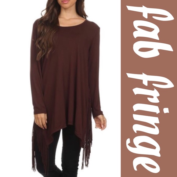 🌺HOST PICK 12/11🌺SCOOP NECK FRINGE TOP - Picture 2 of 3