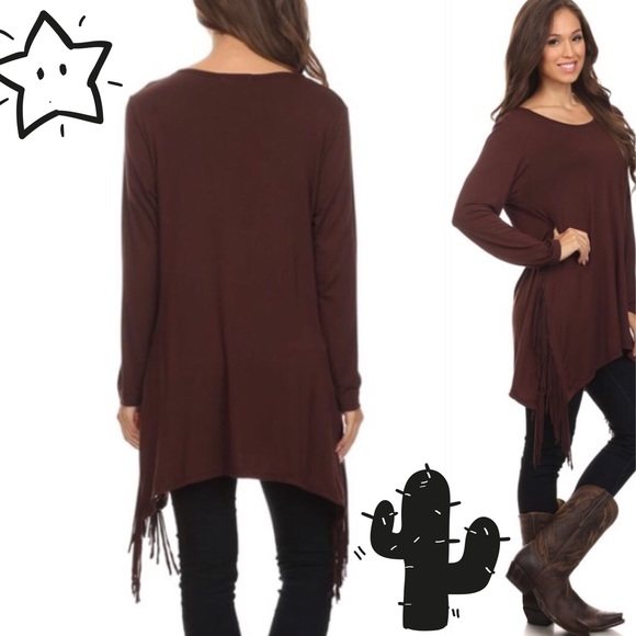 🌺HOST PICK 12/11🌺SCOOP NECK FRINGE TOP - Picture 3 of 3