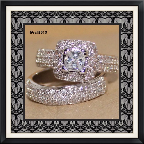5⭐️RATED🆕New 134 Sparkling Topaz 2PC Ring Set - Picture 3 of 4