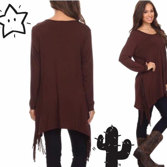 💥HOST PICK 12/11💥SCOOP NECK FRINGE TOP - Picture 3 of 3