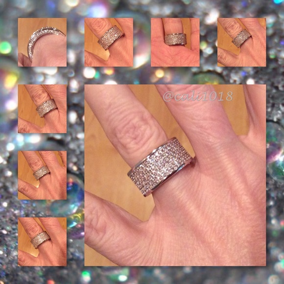 5⭐️ 🆕 320pc Topaz Diamonique White GF Band - Picture 2 of 4