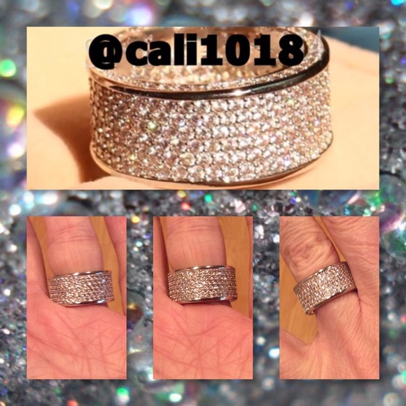 5⭐️ 🆕 320pc Topaz Diamonique White GF Band - Picture 3 of 4