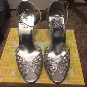 Silver high heels