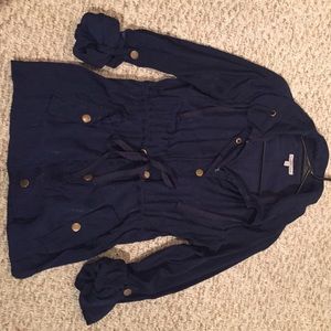 Charlotte Russe dark blue zip up/button up
