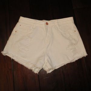 Zara white denim high waist shorts