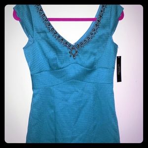NWT Tahari Winter Teal Studded Dress