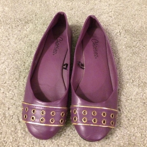 FIRM Purple w Gold Grommets Ballet Flats size 7 8 - Picture 2 of 3