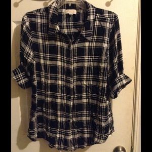 black and white plaid long sleeve shirt large