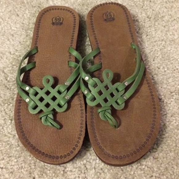 sage green flip flops