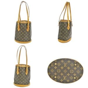 AUTH LOUIS VUITTON BUCKET PM SHOULDER TOTE BAG