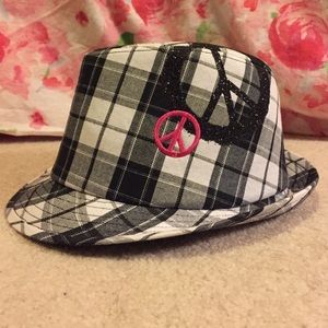 Plaid Peace Sign Fedora never worn