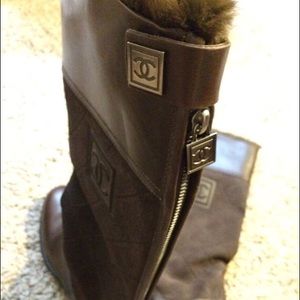 SOLD Chanel Leather, Fur & Suede Brown Boots.