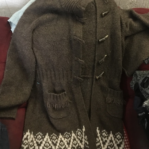 Brown Tribal cardigan duster