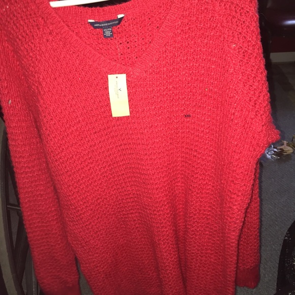 american eagle red sweater NWT