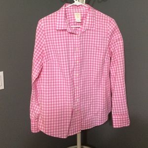 Jcrew "The Perfect Shirt" pink & white checkered