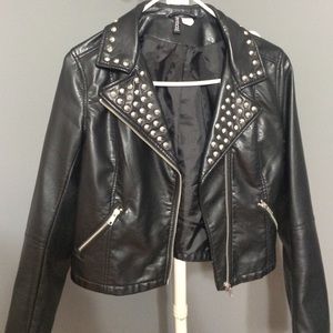 black studded faux leather jacket