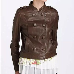 Anthropologie Elevenses Duple Brown Leather Jacket