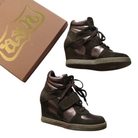 SOLD NEW ASH cool military silver wedge sneakers 8 - Picture 1 of 4