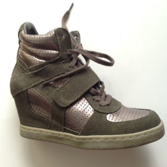 SOLD NEW ASH cool military silver wedge sneakers 8 - Picture 2 of 4