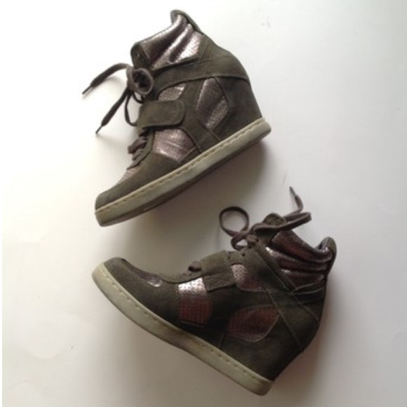 SOLD NEW ASH cool military silver wedge sneakers 8 - Picture 3 of 4