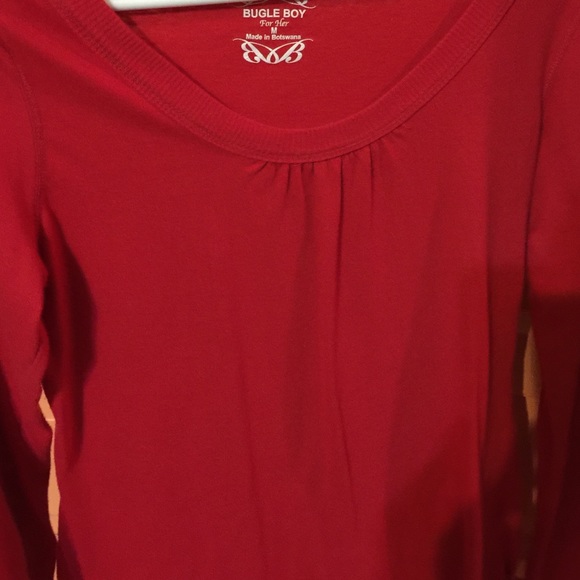 🆕Listing- Bugle Boy Red L/S Scoop Neck Top, Med - Picture 3 of 4