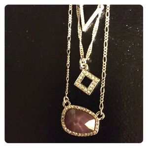 Ann Taylor LOFT Necklace Set with Purple Gem