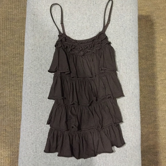 Black Ruffled tank top from Express XXS