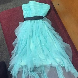 Debs sea foam green high low dress