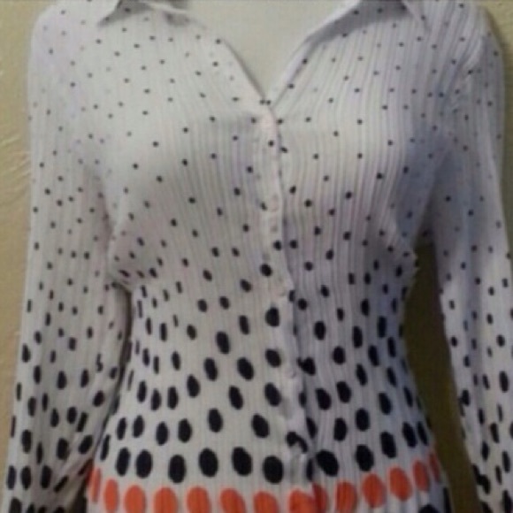 🎉HP 10/9🎉Blouse•white• navy blue• orange•NWT - Picture 2 of 4