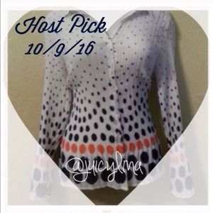 🎉HP 10/9🎉Blouse•white• navy blue• orange•NWT