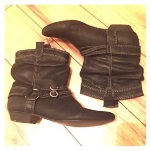 Aldo Black slouchy booties with hardware
