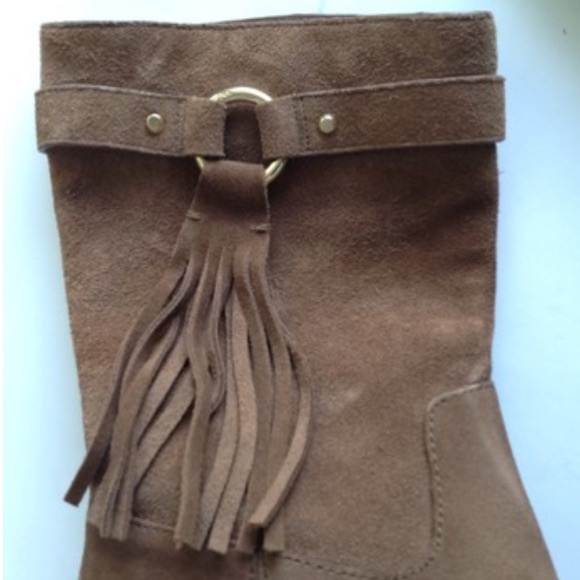 SOLD NEW MICHAEL KORS brown tassel suede boots 7 - Picture 2 of 4