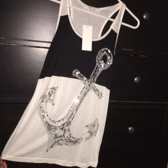 Anchor sequins tank